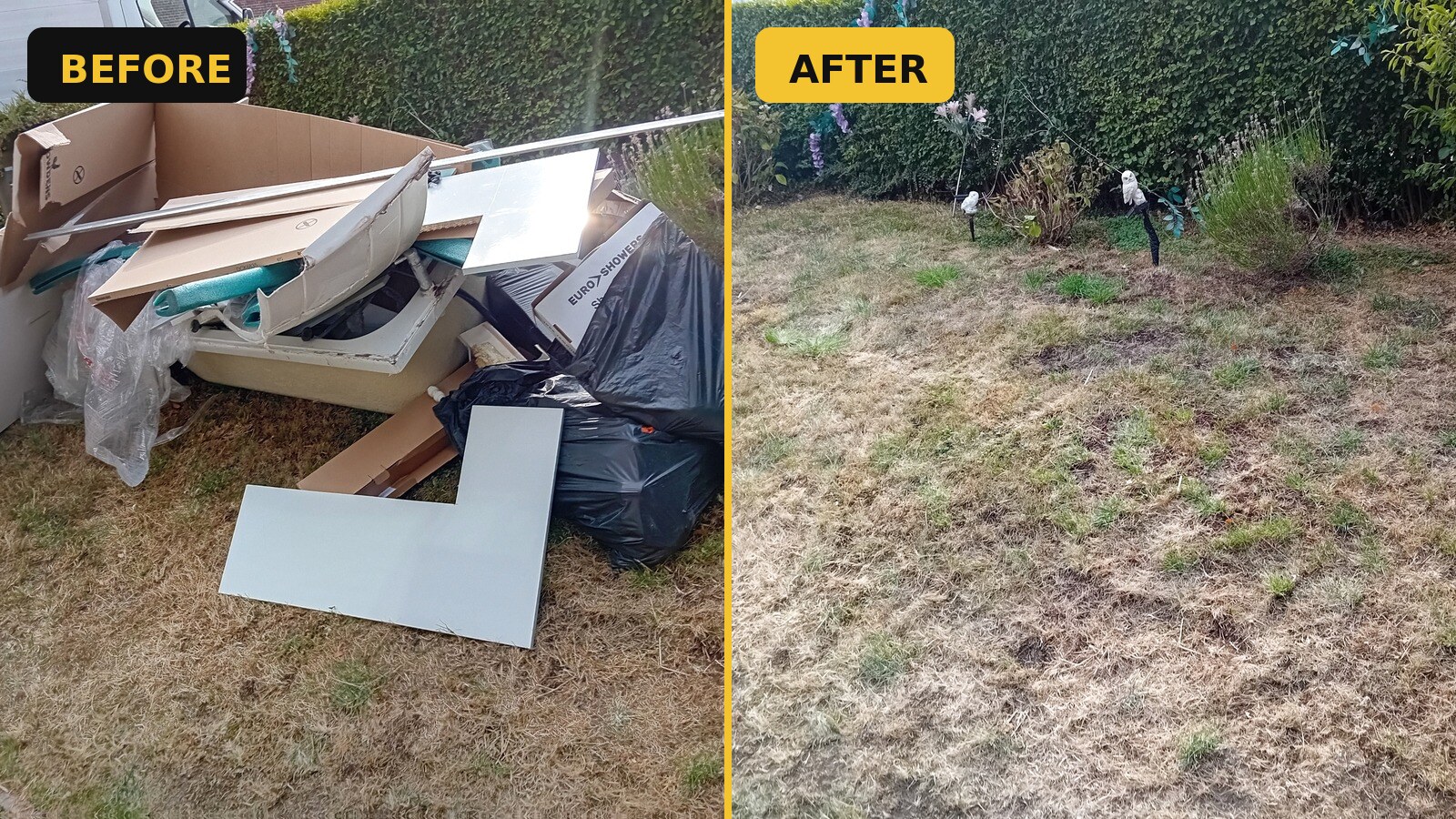 Real garden waste clearance before and after by PAV Recycle for a Chesterfield service