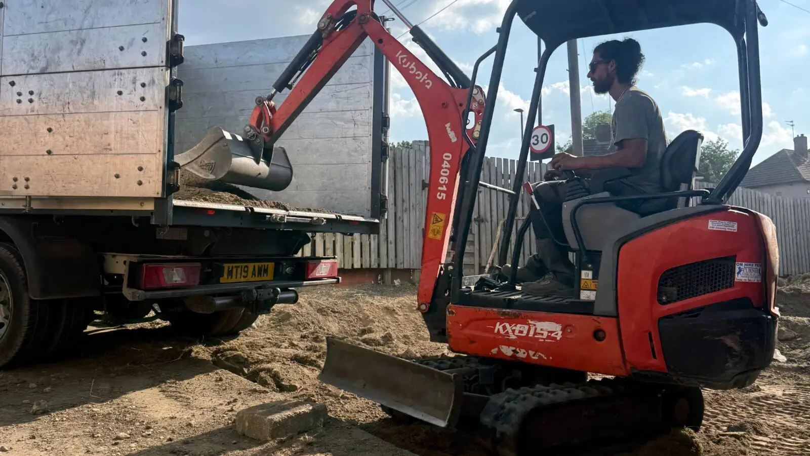 PAV Recycle operated mini digger working on a Sheffield excavation job